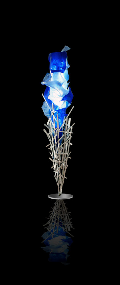 blue light sculpture