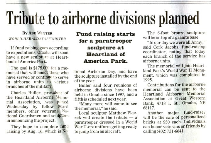 Airborn Tribute Newspaper Article