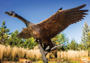 Goose upclose bronze sculpture